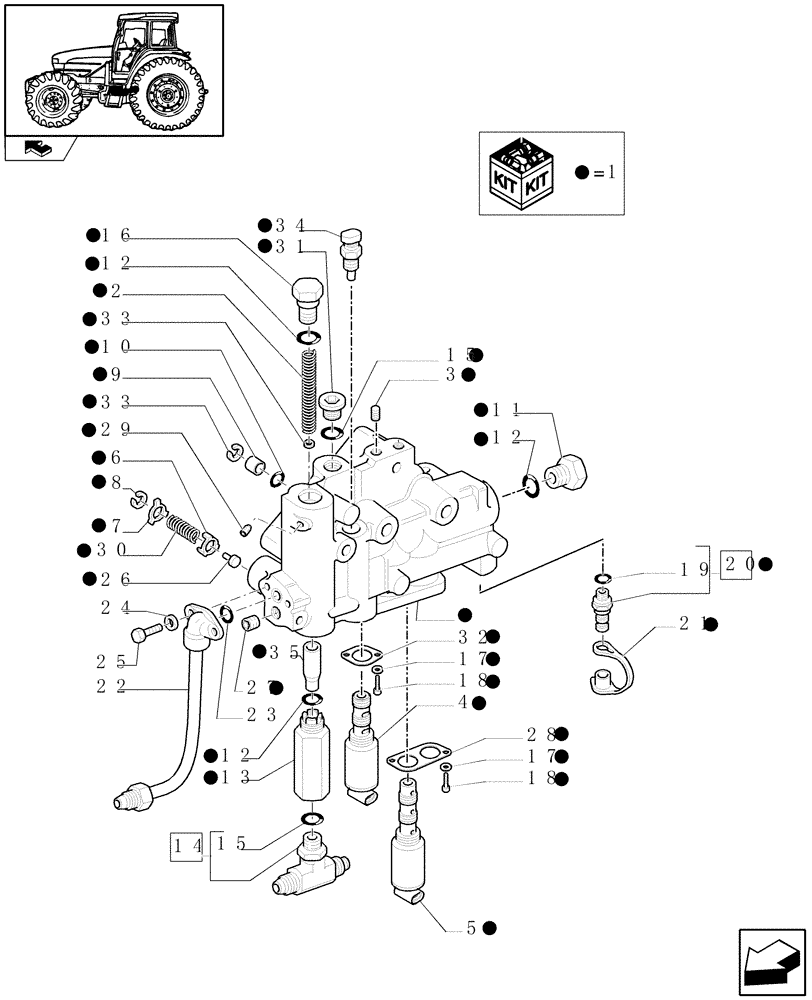 Схема запчастей Case IH FARMALL 85U - (1.27.3[01]) - 12X12 POWER SHUTTLE TRANSMISSION - POWER SHUTTLE CONTROL VALVE (VAR.330114-331114-332114-333114) (03) - TRANSMISSION