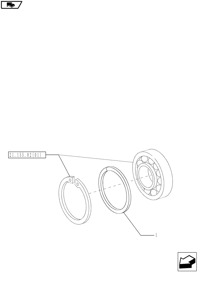 Схема запчастей Case IH MAGNUM 225 - (21.155.02[03]) - 4WD ENGAGEMENT CLUTCH CONTROL, SHIMS (21) - TRANSMISSION