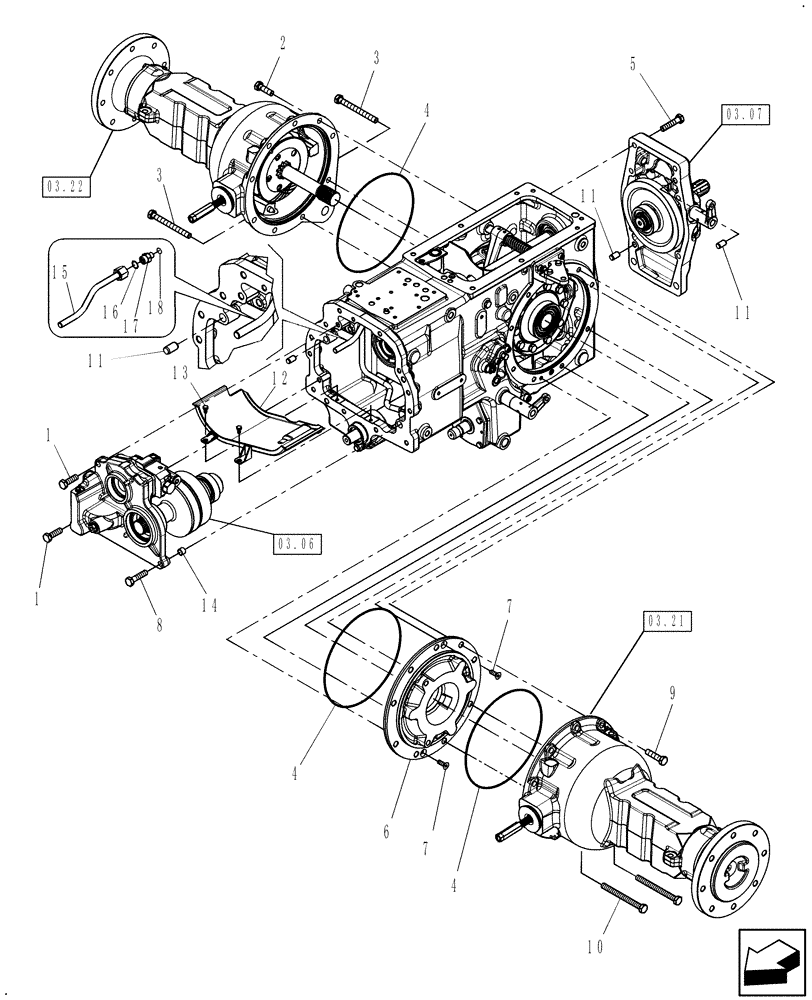 Схема запчастей Case IH FARMALL 50 - (03.05) - REAR HOUSING ASSEMBLY (03) - TRANSMISSION