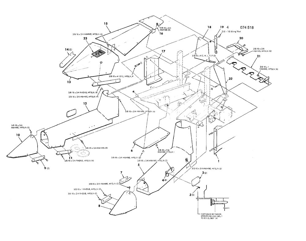 Схема запчастей Case IH TWO ROW - (011) - SHIELDS ASSEMBLY - 38" ROW 