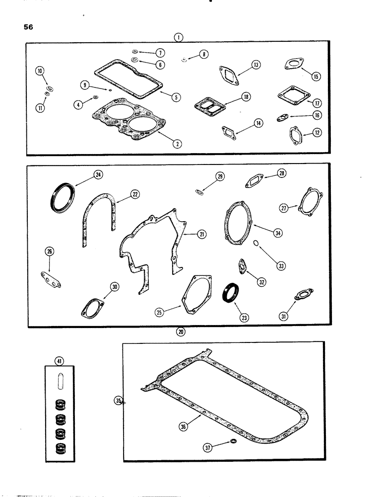 Схема запчастей Case IH 336D - (056) - ENGINE GASKET KITS, ENGINE LESS FUEL DEVICE, 336DT AND 336D DIESEL ENGINES 