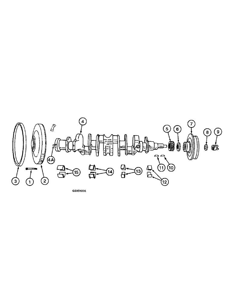 Схема запчастей Case IH D-282 - (2-008) - CRANKSHAFT, FLYWHEEL AND BEARINGS 