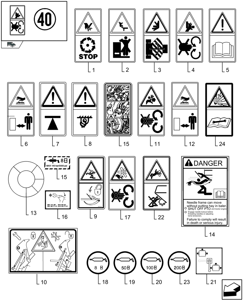 Схема запчастей Case IH LB433S - (08.52[01]) - DECALS (08) - SHEET METAL/DECALS