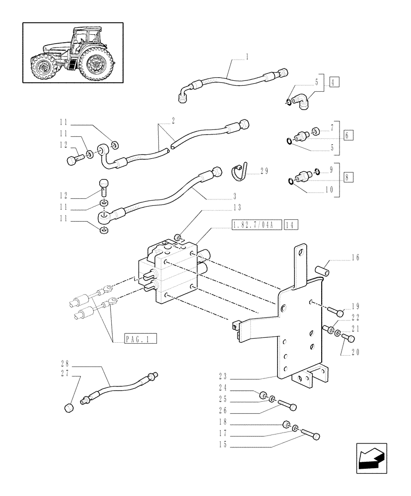 Схема запчастей Case IH MXM120 - (1.82.7/05) - (VAR.440/1) CONTROL VALVES WITH JOYSTICK FOR LOADER WITH HI-LO AND PIPES (07) - HYDRAULIC SYSTEM