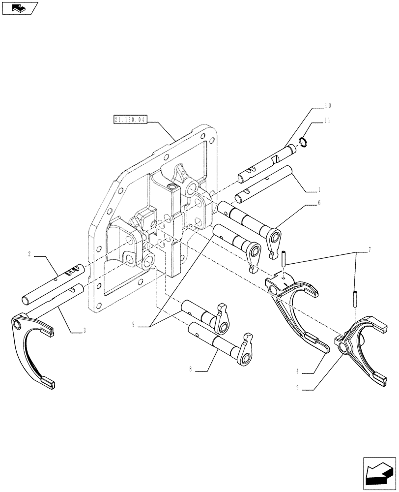 Схема запчастей Case IH FARMALL 75C - (21.130.0501) - INNER CONTROLS - ROD AND FORK - NAR - W/CAB (21) - TRANSMISSION