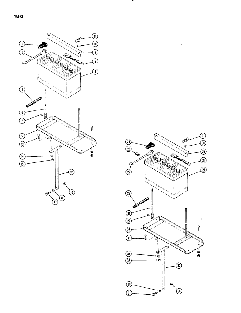 Схема запчастей Case IH 830-SERIES - (180) - BATTERY, SUPPORTS AND CABLES, MODEL 730 GROVE, DIESEL (04) - ELECTRICAL SYSTEMS