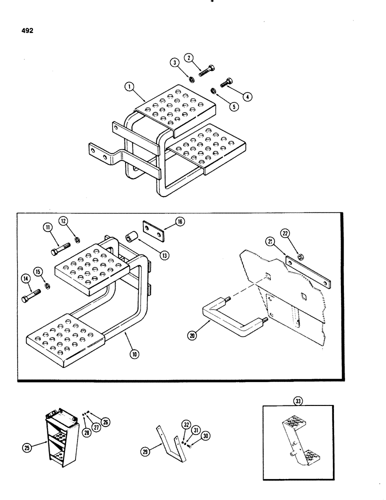 Схема запчастей Case IH 1070 - (0492) - STEPS, WITHOUT CAB, 1ST USED TRACTOR SERIAL NUMBER 8693001 (09) - CHASSIS/ATTACHMENTS