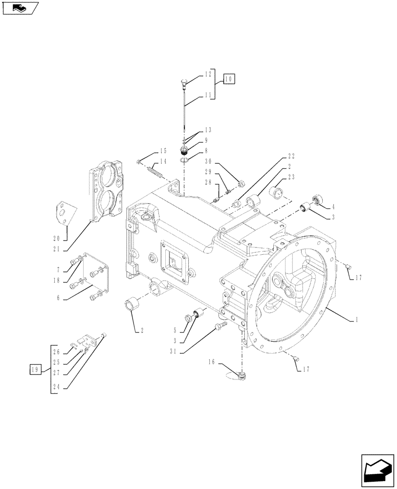 Схема запчастей Case IH FARMALL 55A - (21.112.01[01]) - 8X8 SHUTTLE - HOUSING (21) - TRANSMISSION