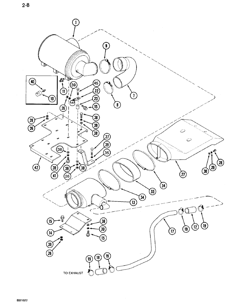 Схема запчастей Case IH 7120 - (2-08) - AIR INDUCTION SYSTEM, PRIOR TO P.I.N. JJA0033579 (02) - ENGINE