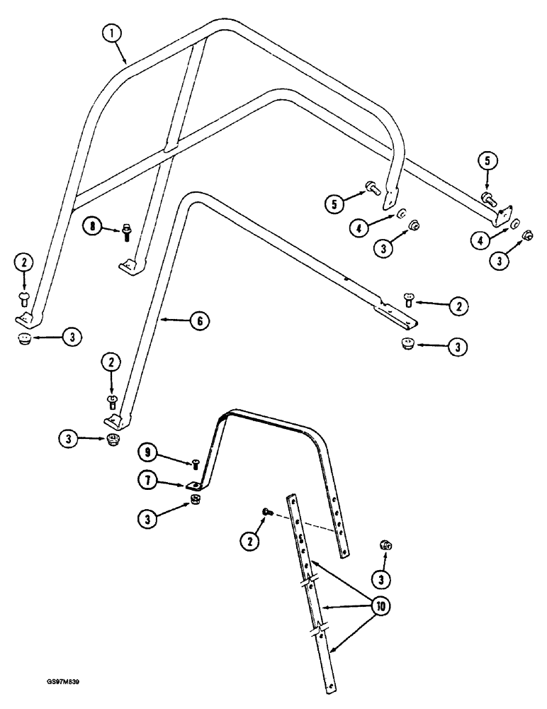 Схема запчастей Case IH 1660 - (9H-12) - SERVICE DECK HAND RAILS (12) - CHASSIS