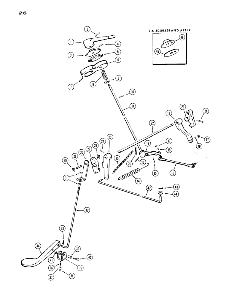 Схема запчастей Case IH 430 - (026) - THROTTLE LINKAGE, 430, 148B, SPARK IGNITION ENGINE, WITH DUAL FRONT WHEEL (03) - FUEL SYSTEM