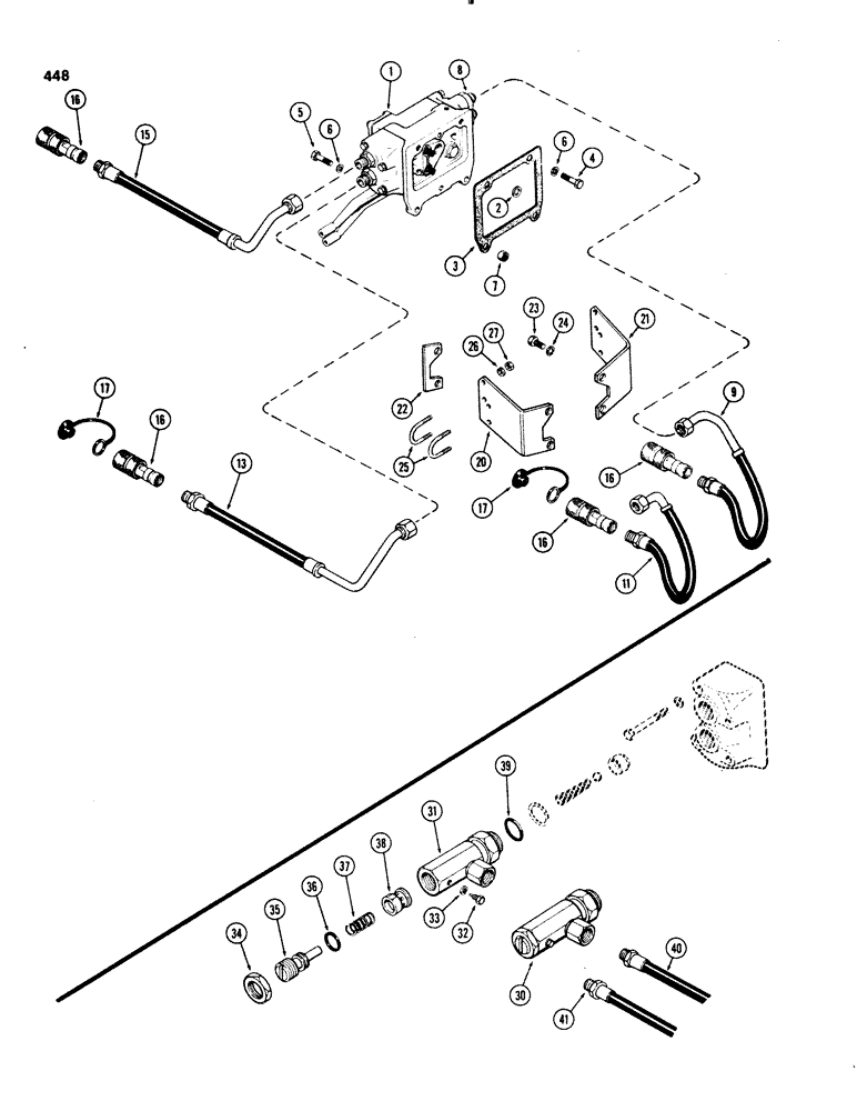 Схема запчастей Case IH 1070 - (0448[1]) - HYDRAULIC CYLINDER SPEED REGULATOR (08) - HYDRAULICS