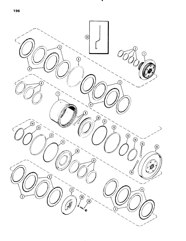 Схема запчастей Case IH 1270 - (196) - (C2) AND (C3) CLUTCHES, FIRST USED TRANSMISSION SERIAL NUMBER 10057473 (06) - POWER TRAIN