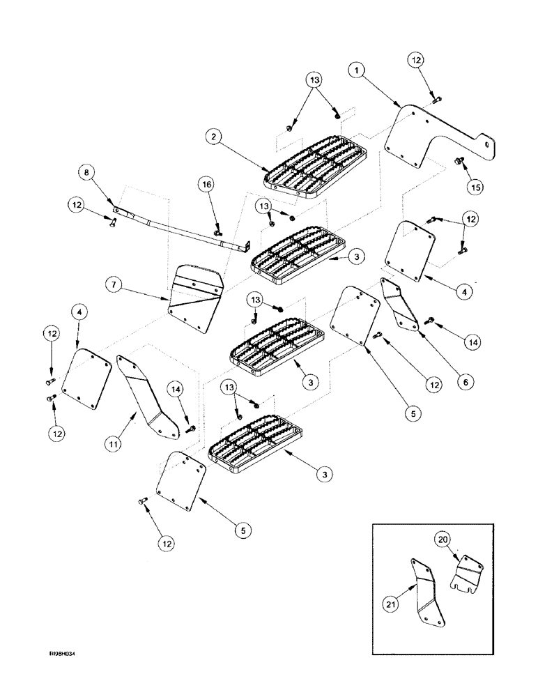 Схема запчастей Case IH MX200 - (9-034) - CAB, STEPS, N.A. ONLY (09) - CHASSIS/ATTACHMENTS