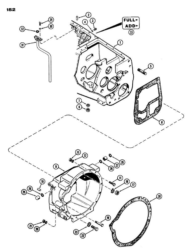 Схема запчастей Case IH 970 - (152) - CLUTCH AND TRANSMISSION HOUSINGS, MECHANICAL SHIFT (06) - POWER TRAIN