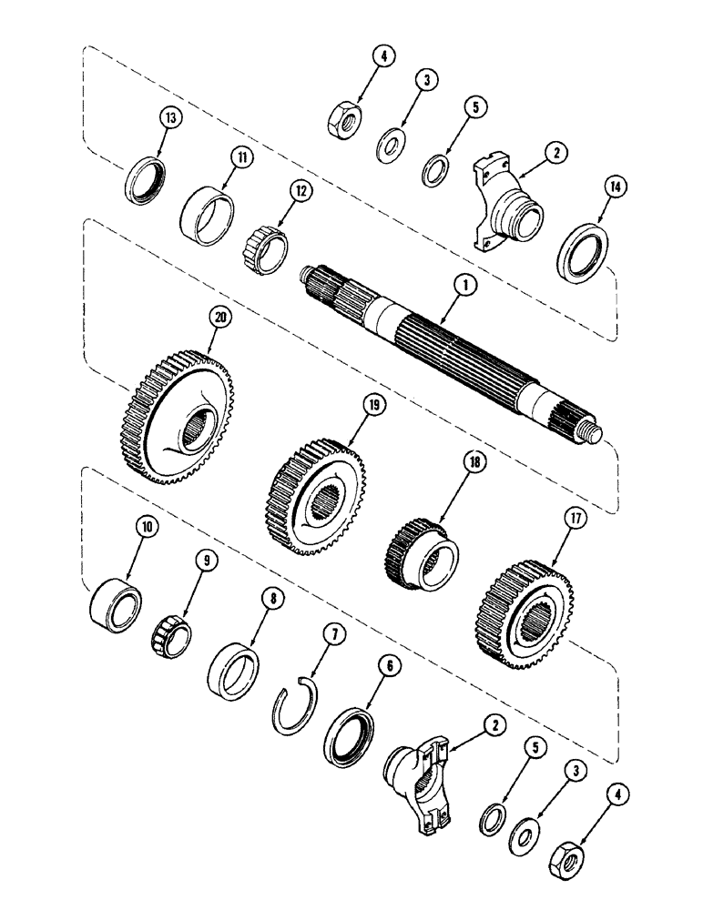 Схема запчастей Case IH 4890 - (6-188) - TRANSMISSION OUTPUT SHAFT (06) - POWER TRAIN