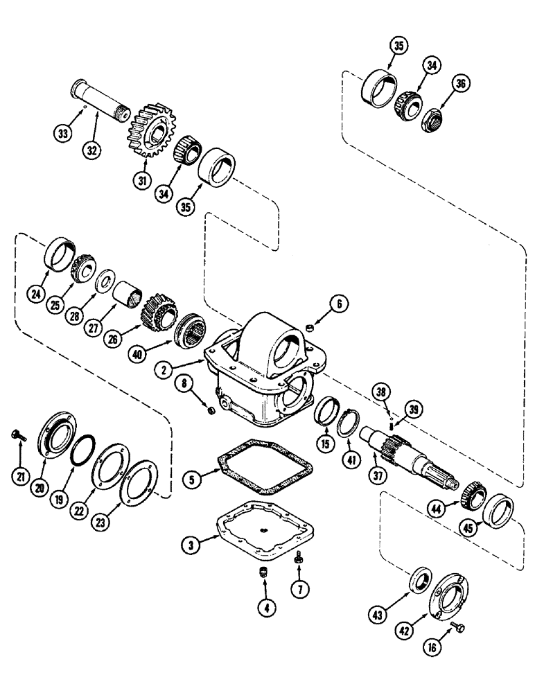 Схема запчастей Case IH 3294 - (6-206) - TRANSFER GEARBOX, CONSTANT LOCK, TRANSMISSION S/N 16239354 AND AFTER (06) - POWER TRAIN