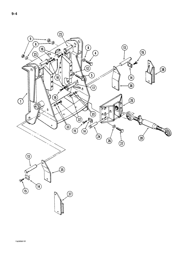 Схема запчастей Case IH 9180 - (9-004) - HITCH UPPER AND LOWER LINK MOUNT (09) - CHASSIS/ATTACHMENTS