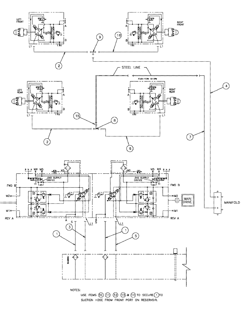 Схема запчастей Case IH 3210 - (06-004) - HYDRAULIC CASE DRAIN GROUP Hydraulic Plumbing