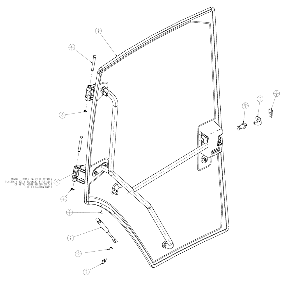 Схема запчастей Case IH SPX3320 - (02-015) - DOOR GROUP, BEGINNING 1/2009 Cab Exterior