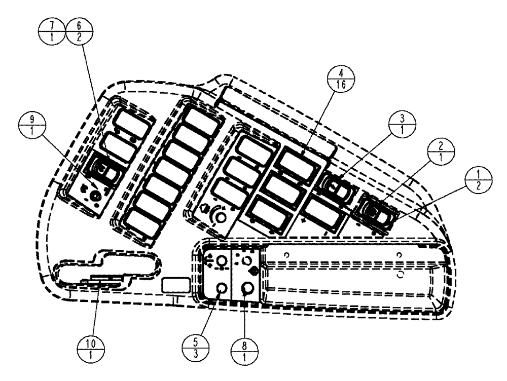 Схема запчастей Case IH TITAN 3520 - (01-055) - CONSOLE, RH CONTROL, ELECTRIC (10) - CAB