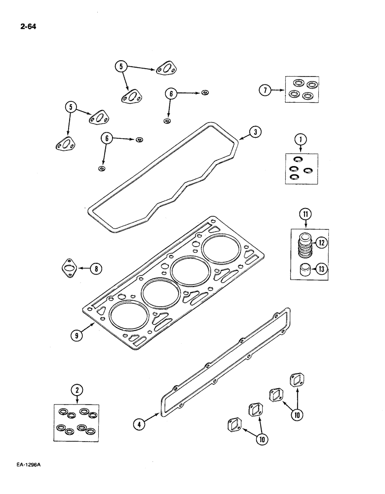 Схема запчастей Case IH 585 - (2-64) - CYLINDER HEAD GASKET KIT (02) - ENGINE