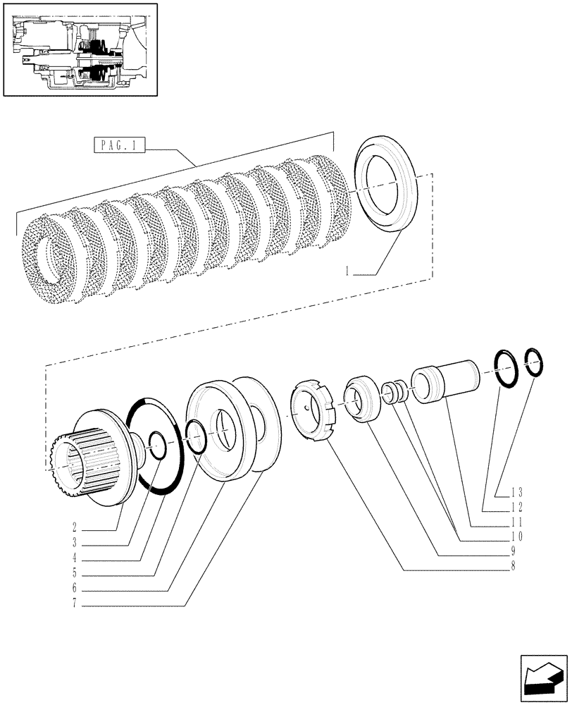 Схема запчастей Case IH PUMA 195 - (1.33.3[02]) - START HYDRAULIC CLUTCH (4WD) (04) - FRONT AXLE & STEERING