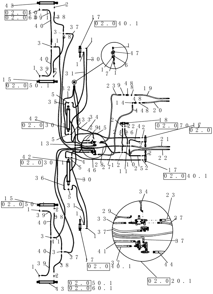 Схема запчастей Case IH ATX700 - (02.000.1) - HYDRAULIC, LAYOUT BSN Y8S003250 (07) - HYDRAULICS