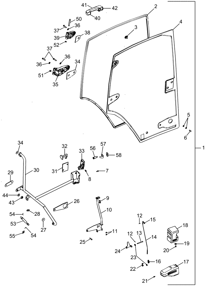 Схема запчастей Case IH MAGNUM 255 - (09-16) - CAB - DOOR (09) - CHASSIS/ATTACHMENTS