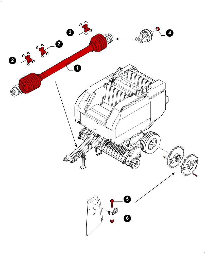 Схема запчастей Case IH RB464 - (00.00RB202) - MAINTENANCE PARTS, POWER TAKE-OFF & SHEAR BOLTS (00) - GENERAL