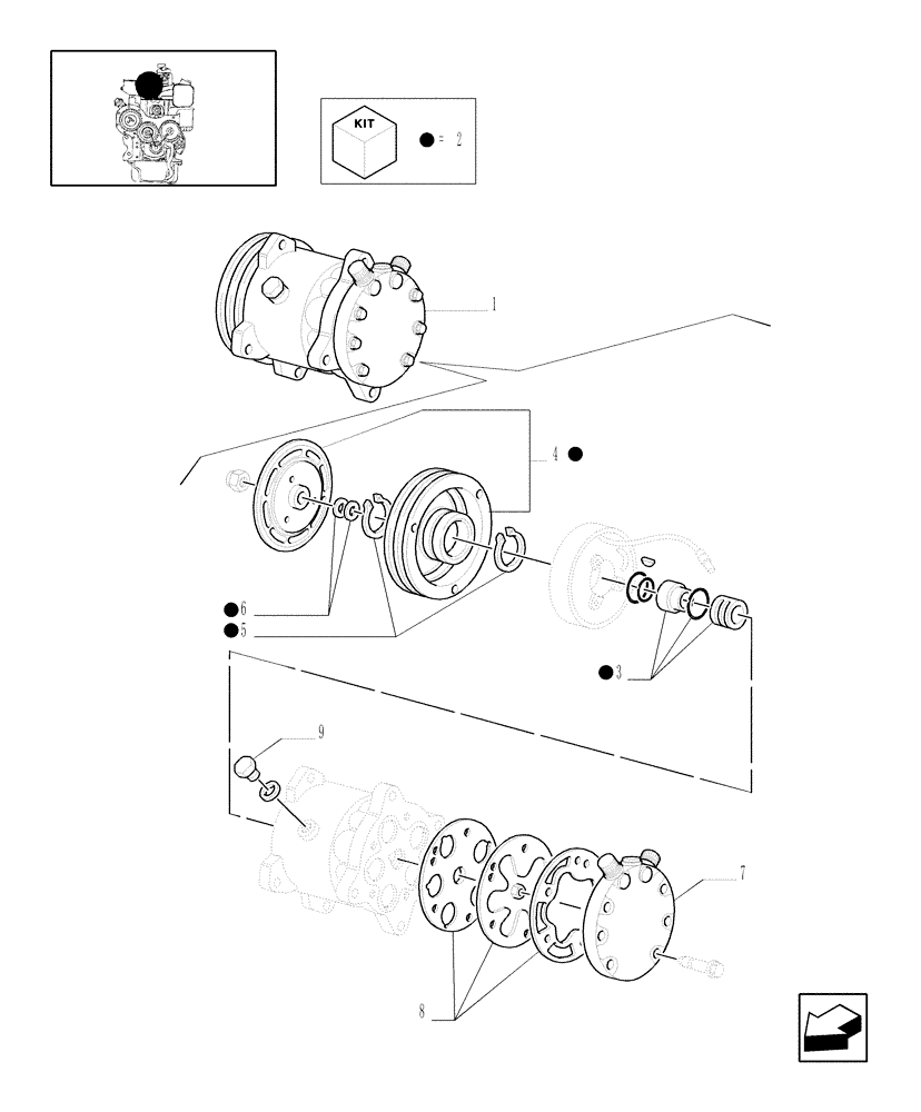 Схема запчастей Case IH JX1095C - (0.88.0/ A) - AIR CONDITIONING - COMPRESSOR - PARTS (01) - ENGINE