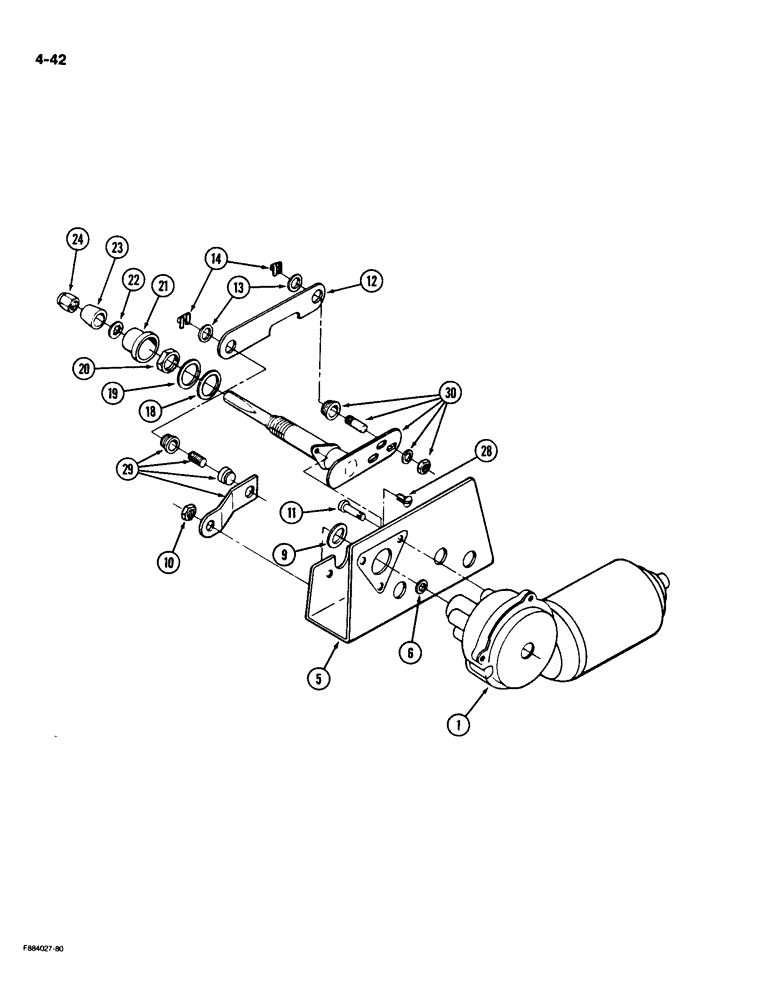 Схема запчастей Case IH 9190 - (4-42) - WIPER DRIVE ASSEMBLY, FRONT AND REAR WINDOW (04) - ELECTRICAL SYSTEMS