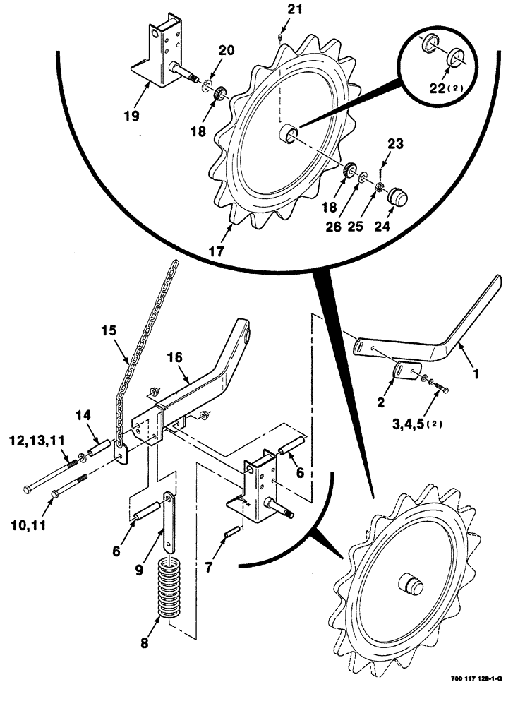 Схема запчастей Case IH 8420 - (03-06) - GATHERING WHEEL ASSEMBLY (RIGHT) Pickup