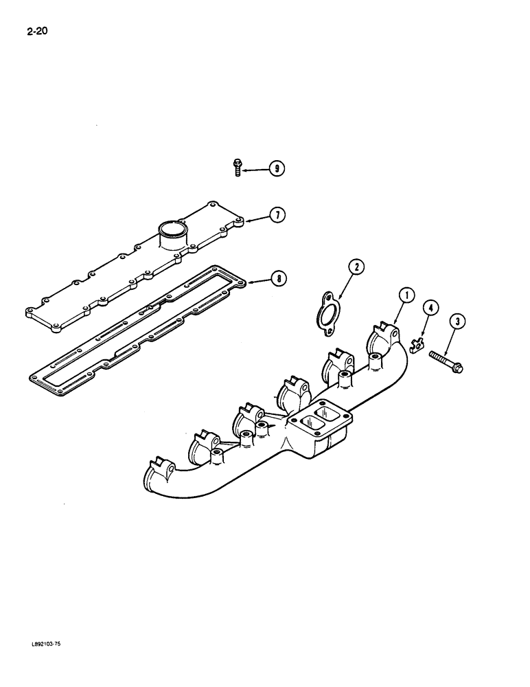 Схема запчастей Case IH 9130 - (2-20) - MANIFOLDS, 6T-830 ENGINE, EXHAUST (02) - ENGINE