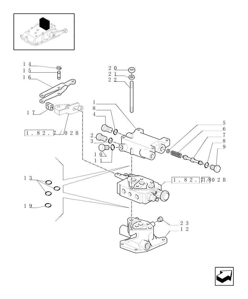 Схема запчастей Case IH JX1085C - (1.82.7/03[02]) - (VAR.026) 1 REAR REMOTE VALVE FOR MID-MOUNT AND EDC - REMOTE VALVES - D5484 (07) - HYDRAULIC SYSTEM