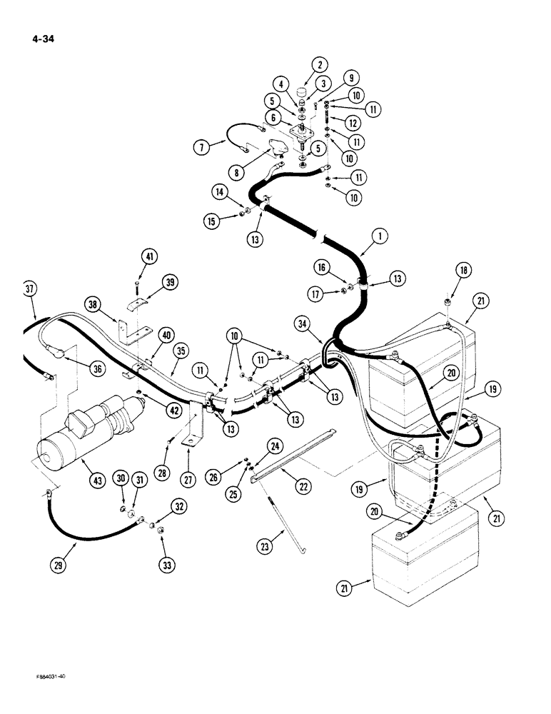 Схема запчастей Case IH STEIGER - (4-034) - BATTERIES AND CABLES, 3306 ENGINE (04) - ELECTRICAL SYSTEMS