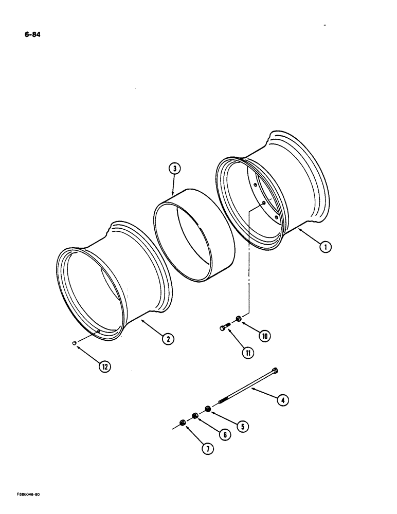 Схема запчастей Case IH 9170 - (6-84) - WHEELS, WITH SPACER BAND DUALS (06) - POWER TRAIN