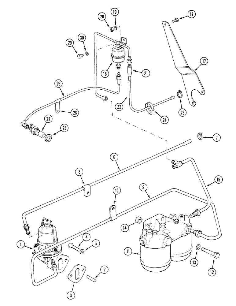 Схема запчастей Case IH 1294 - (3-28) - FUEL FEED PUMP, FILTERS AND TUBES (03) - FUEL SYSTEM