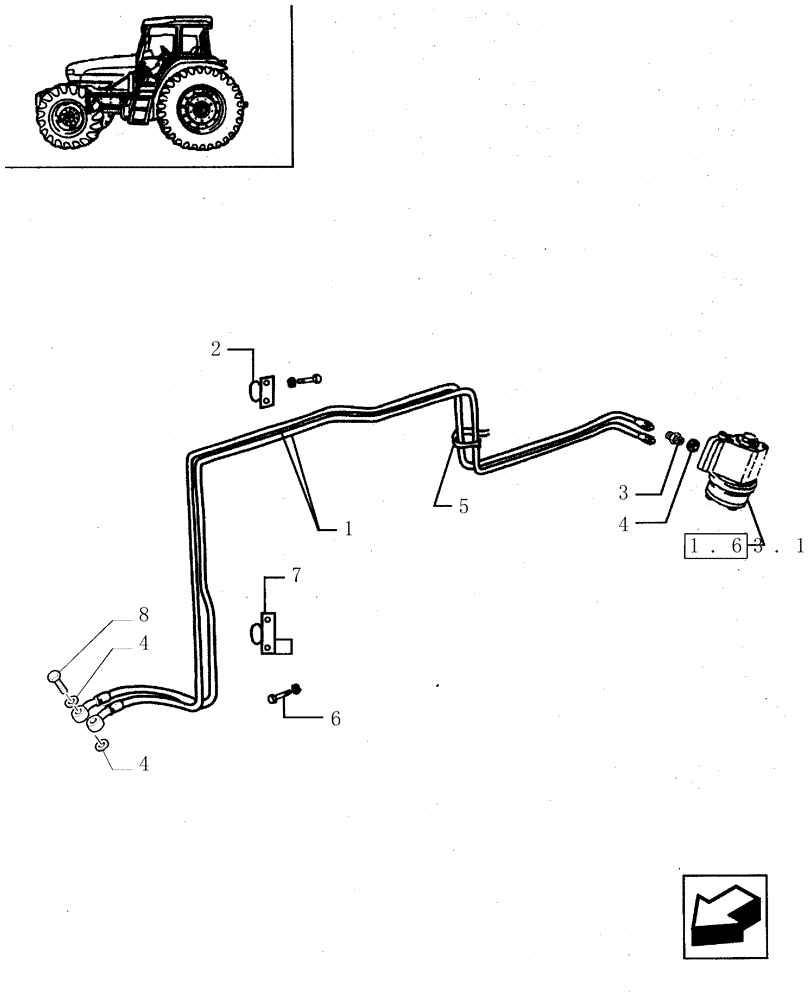 Схема запчастей Case IH JX85 - (1.63.8[04]) - POWER STEERING - PIPES AND UNIONS (04) - FRONT AXLE & STEERING