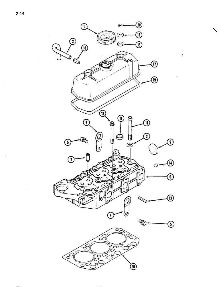 Схема запчастей Case IH 245 - (2-14) - CYLINDER HEAD AND COVER (02) - ENGINE