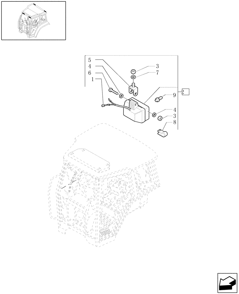 Схема запчастей Case IH JX1080U - (1.91.7/02) - (VAR.754) WORKLAMPS- ROTARY BEACON (10) - OPERATORS PLATFORM/CAB