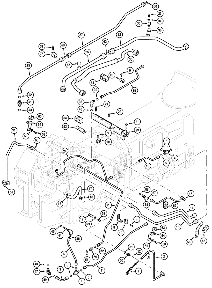 Схема запчастей Case IH MX90C - (08-10) - EXTERNAL LUBRICATION CIRCUIT AND DIPSTICK (08) - HYDRAULICS