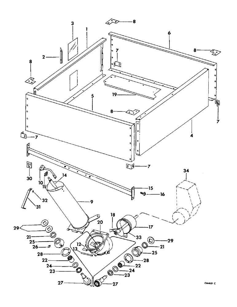 Схема запчастей Case IH 715 - (26-08) - GRAIN TANK, GRAIN TANK EXTENSION WITH INCLINED DELIVERY, 19 INCHES HIGH Grain Tank