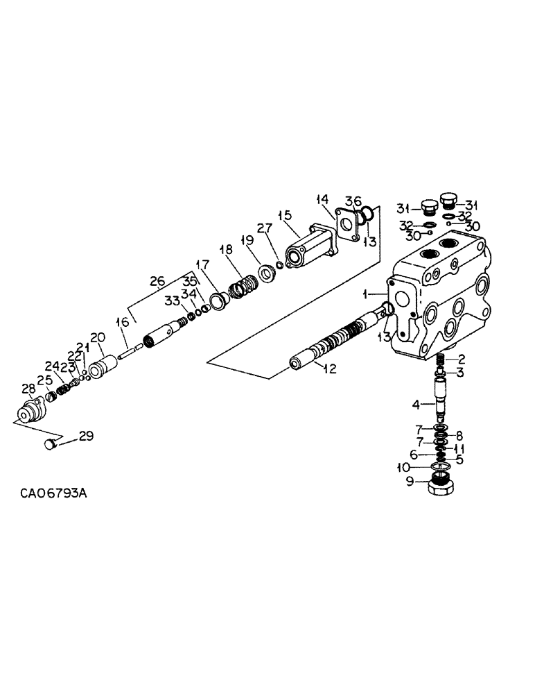 Схема запчастей Case IH 986 - (10-61) - HYDRAULIC, CLOSE CENTER AUXILIARY CONTROL VALVE (07) - HYDRAULICS