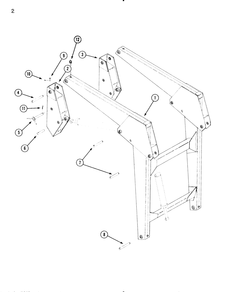 Схема запчастей Case IH 74L - (02A) - MAINFRAME, PEDESTAL AND PINS (82) - FRONT LOADER & BUCKET