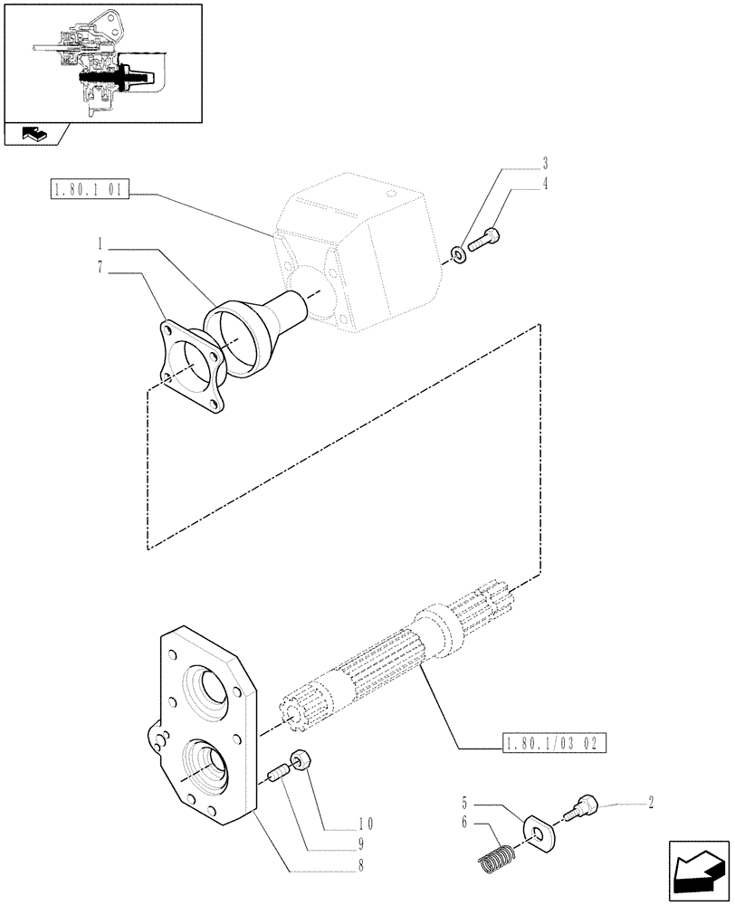 Схема запчастей Case IH FARMALL 95N - (1.80.1/03[03]) - POWER TAKE-OFF (540-540E-1000 RPM) WITH GROUND SPEED - SHAFTS AND REAR GUARD (VAR.330817) (07) - HYDRAULIC SYSTEM