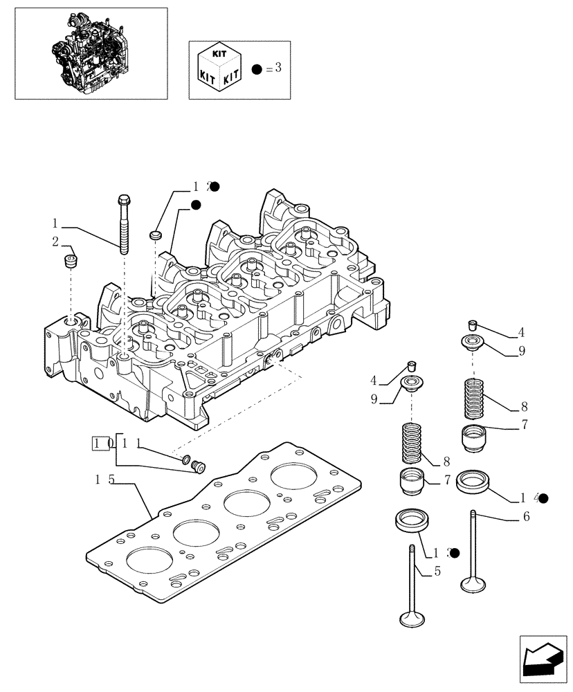 Схема запчастей Case IH JX1070U - (0.06.0) - CYLINDER HEAD (01) - ENGINE