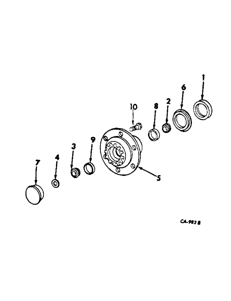 Схема запчастей Case IH 454 - (14-10) - SUSPENSION, FRONT WHEEL HUB, BEARINGS AND CAP, INTERNATIONAL 454 TRACTORS WITH SWEPT BACK AXLE Suspension