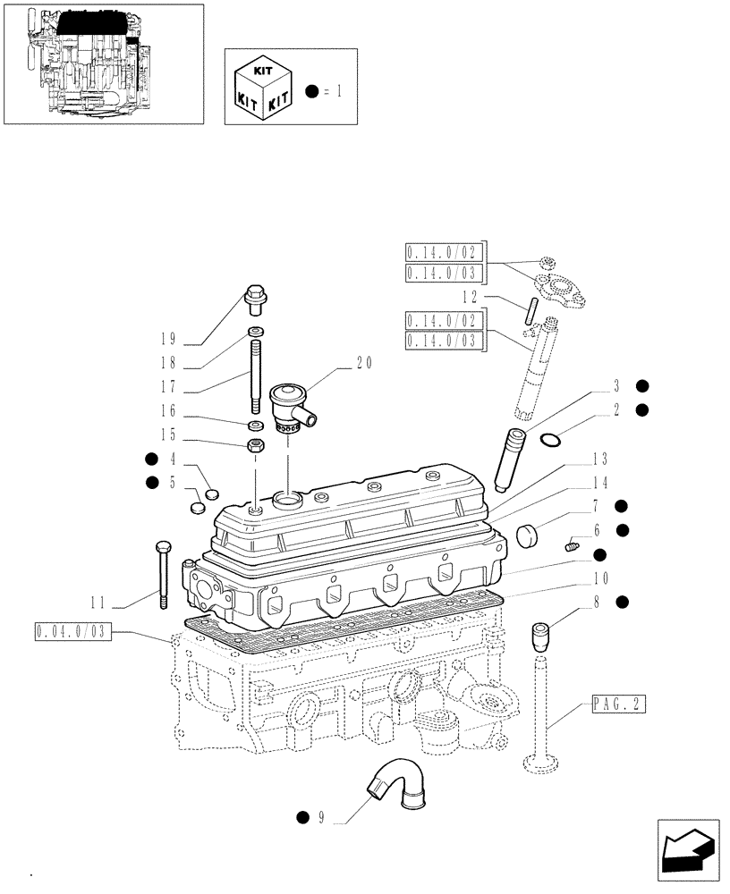 Схема запчастей Case IH JX90 - (0.06.0/03[01]) - CYLINDER HEAD (01) - ENGINE