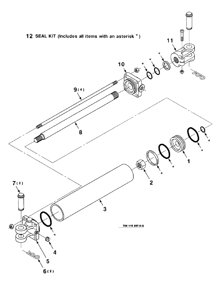 Схема запчастей Case IH 8370 - (8-18) - HYDRAULIC CYLINDER ASSEMBLY, HYDROSWING, 700706828 COMPLETE (08) - HYDRAULICS